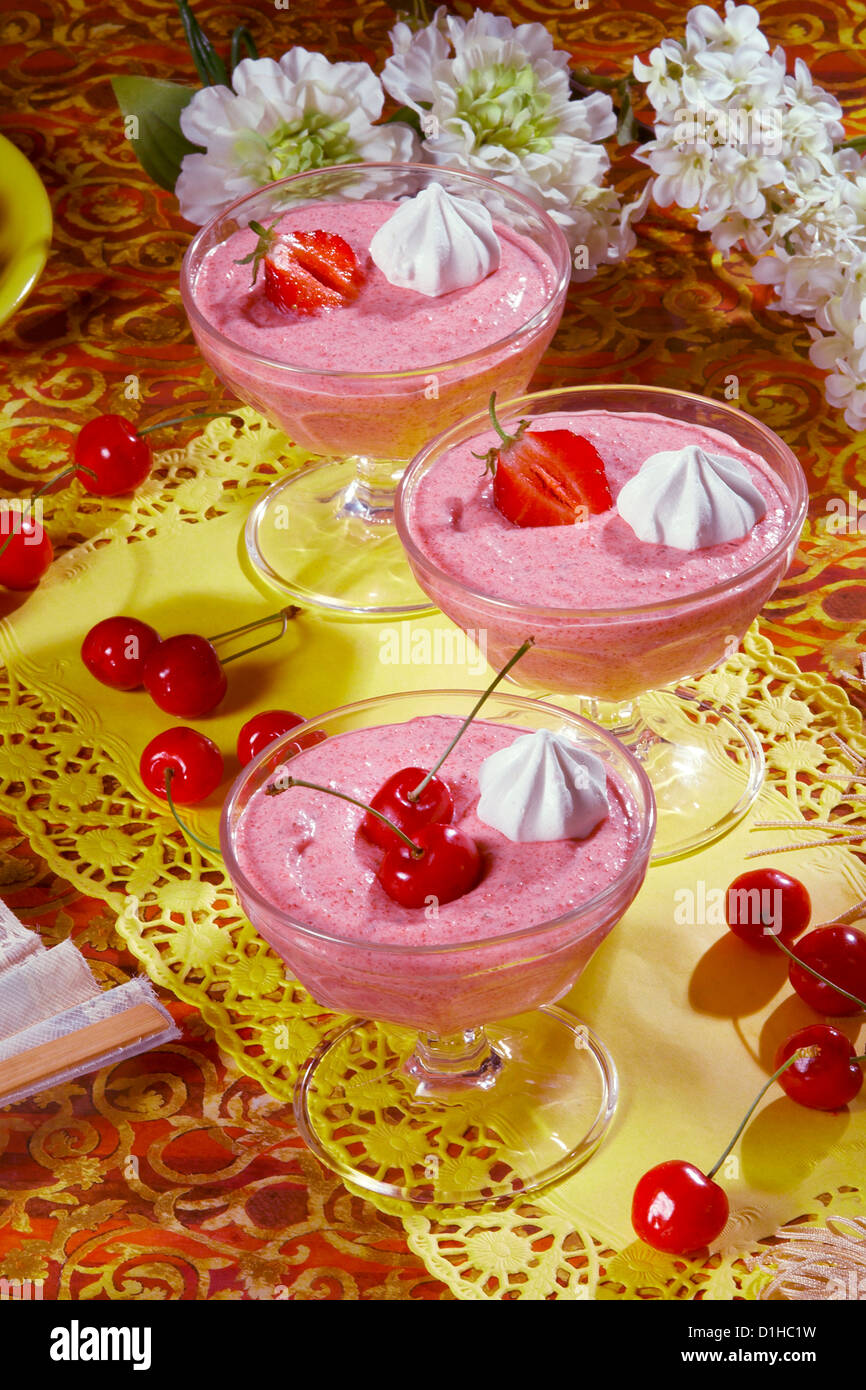 Mousse aux fraises Banque D'Images