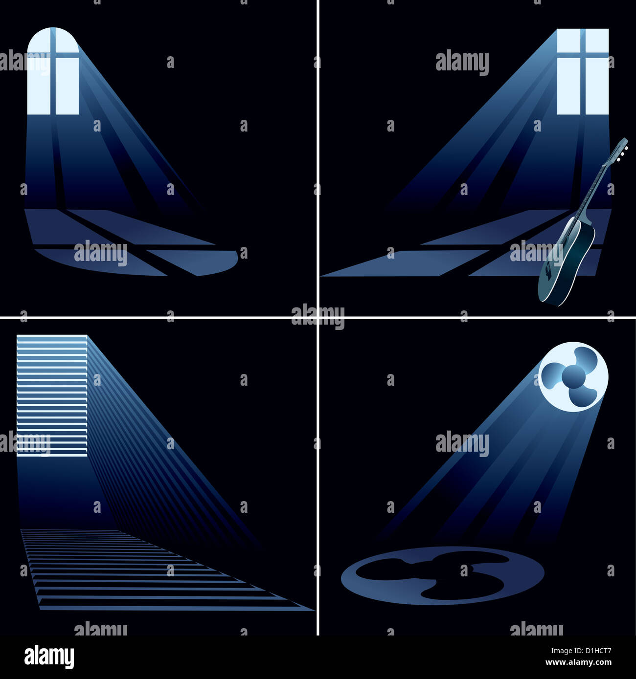 Les faisceaux lumineux à l'intérieur fenêtre - set Banque D'Images