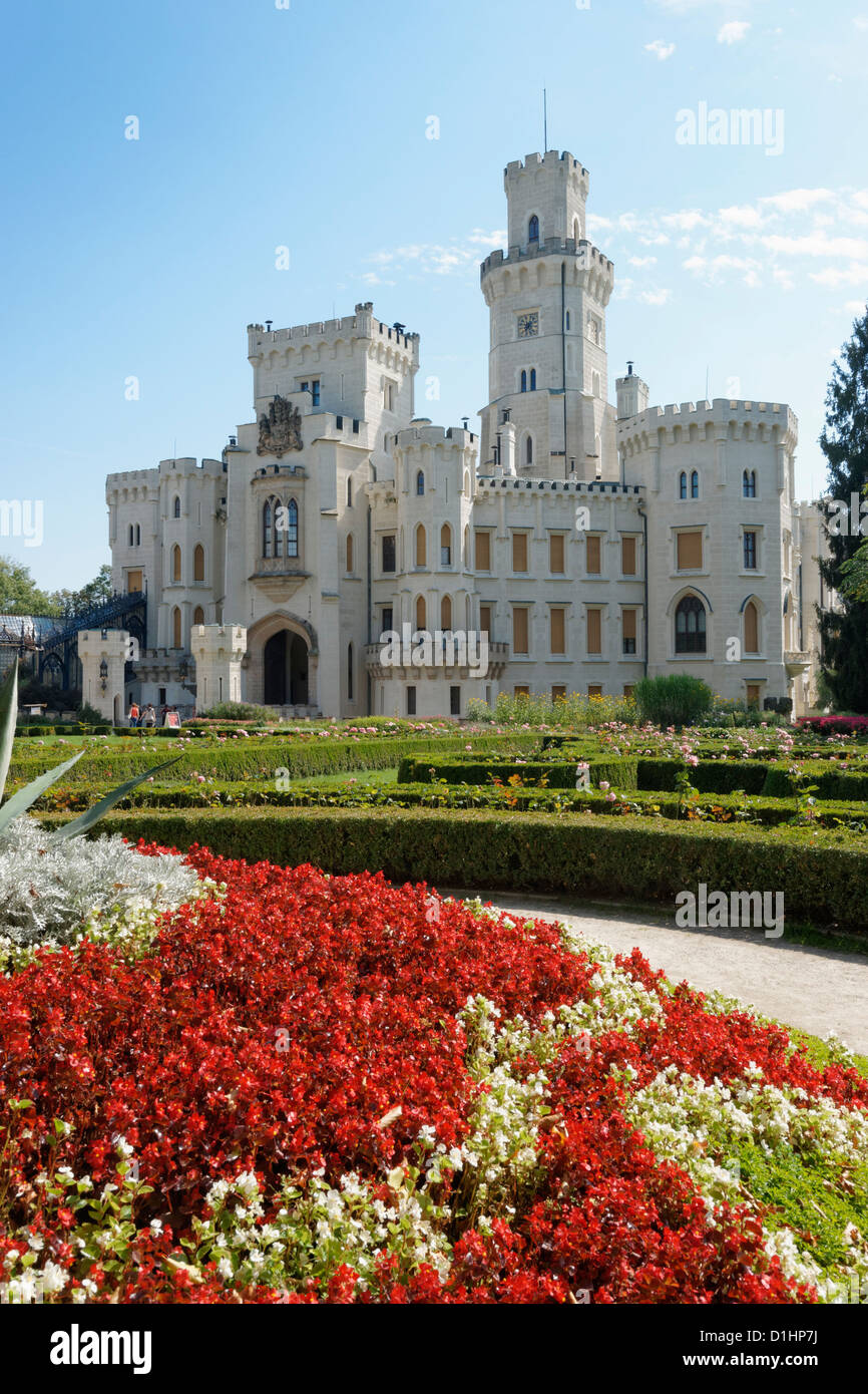 Château de Hluboka, Hluboká nad Vltavou, République tchèque, la Bohême du Sud Banque D'Images