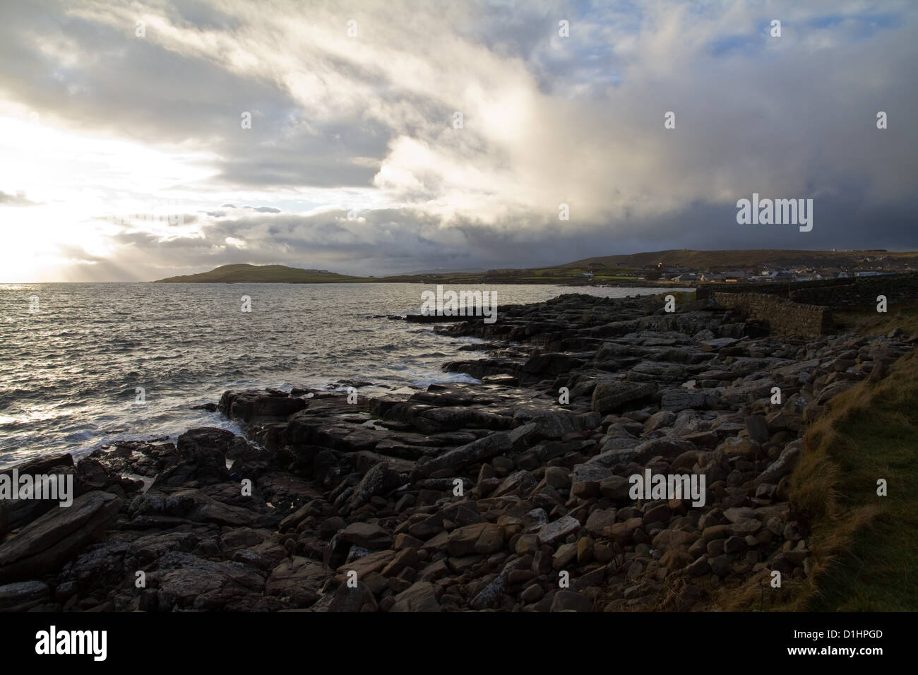 Une vue de la Knab, une promenade autour de la côte à Lerwick, la capitale des Shetland, UK Banque D'Images