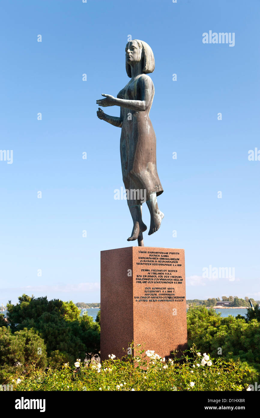 Le Rauhanpatsas (Statue de la paix) à Helsinki, la capitale de la Finlande. Banque D'Images