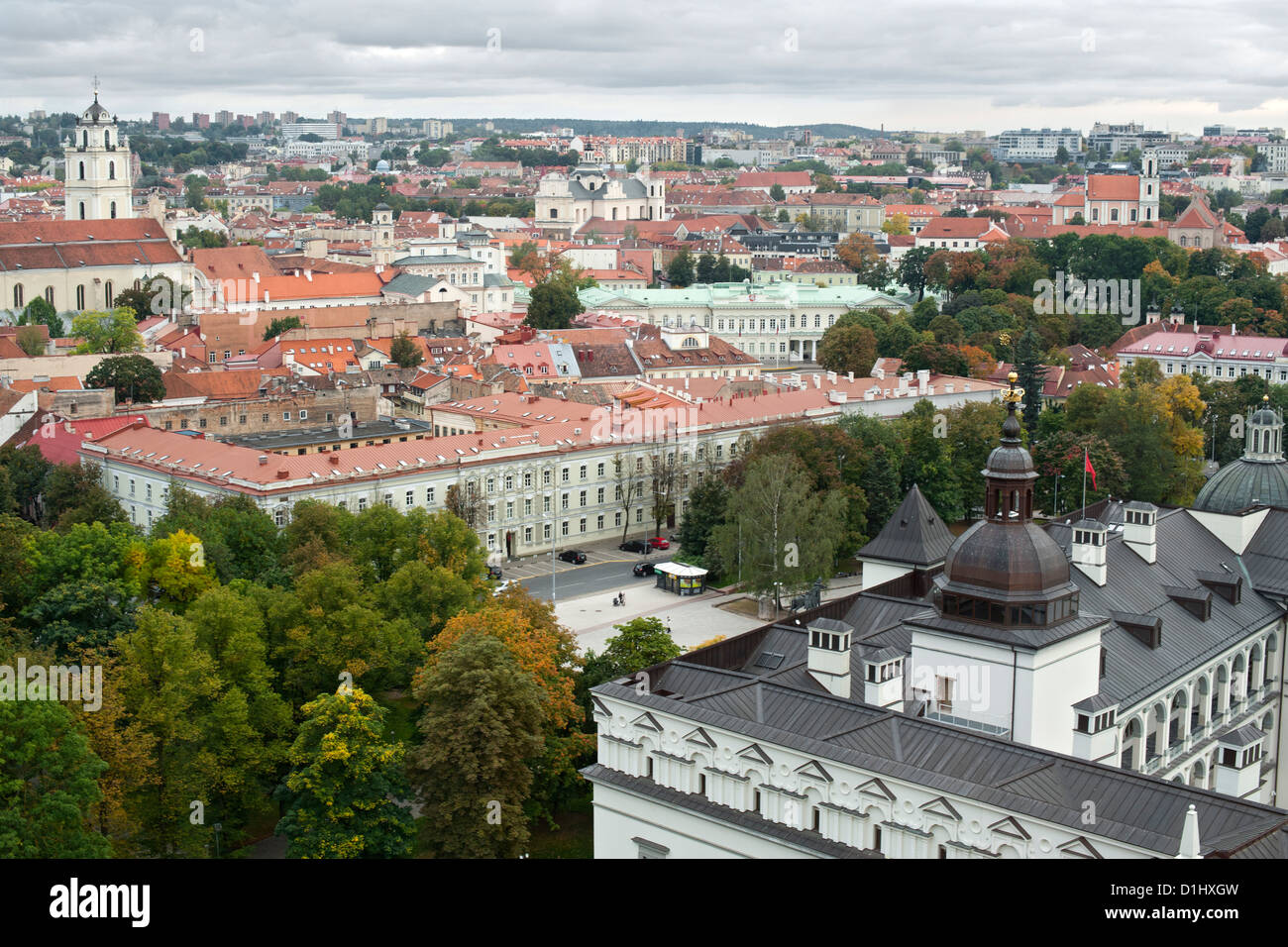 Vue depuis la tour de Gediminas sur les toits de la vieille ville de Vilnius, la capitale de la Lituanie. Banque D'Images