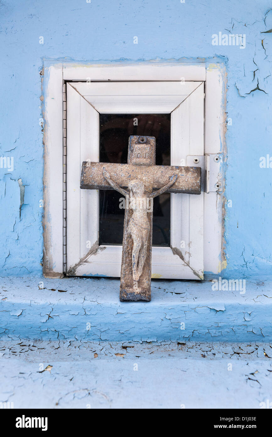 Des croix à cimetière mexicain, Isla Mujeres, péninsule du Yucatan, Quintana Roo, Mexique Banque D'Images