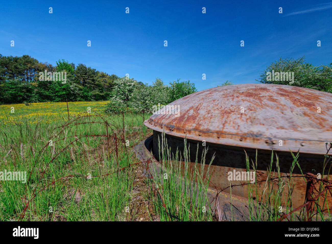 Longuyon, France. Une tourelle à canon au Fort de Fermont de la Ligne Maginot. La tourelle peut être vu en mouvement. Banque D'Images