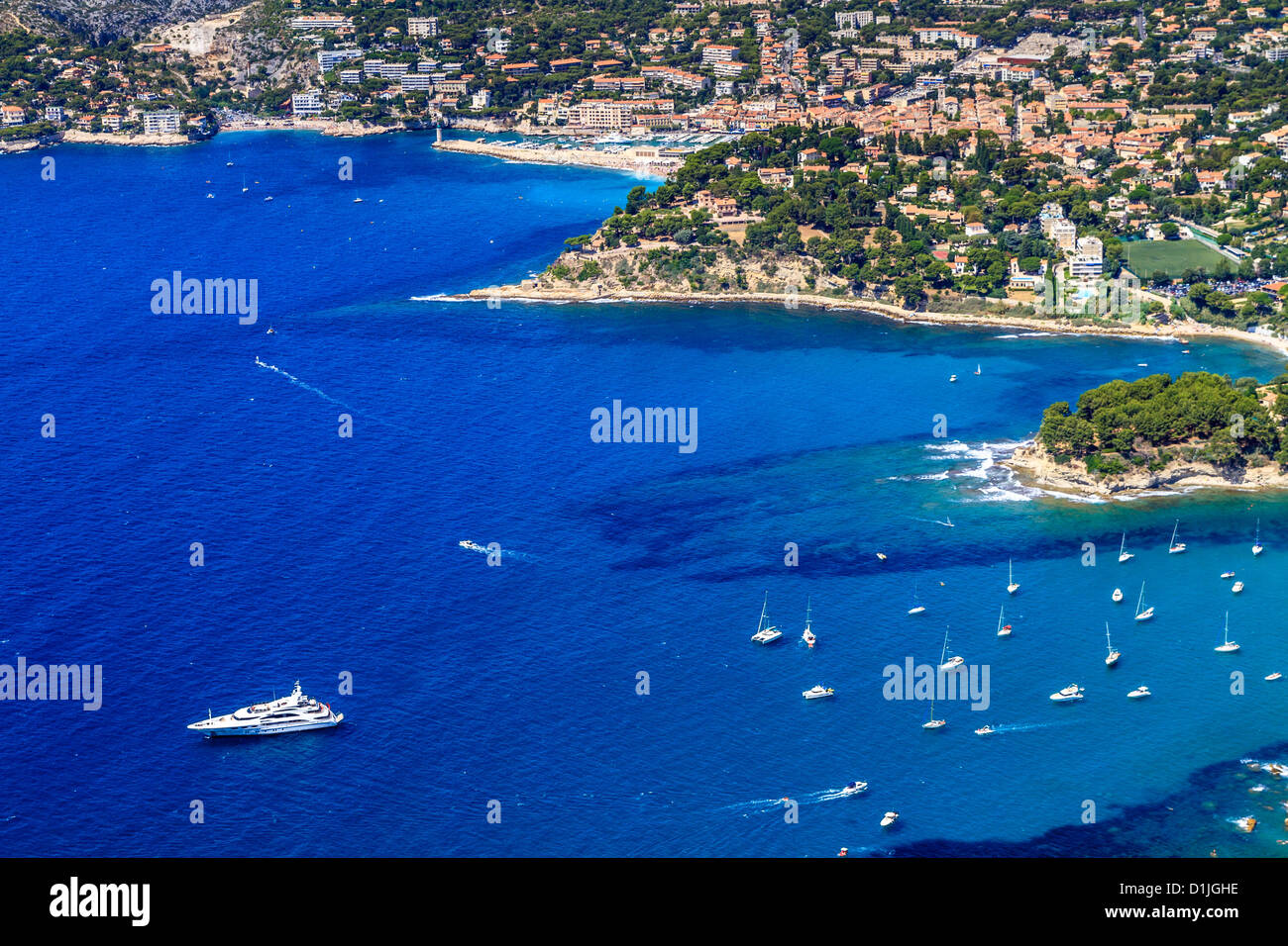 Vue aérienne sur la Calanque de Cassis et de l'autre, dans le sud de la France Banque D'Images