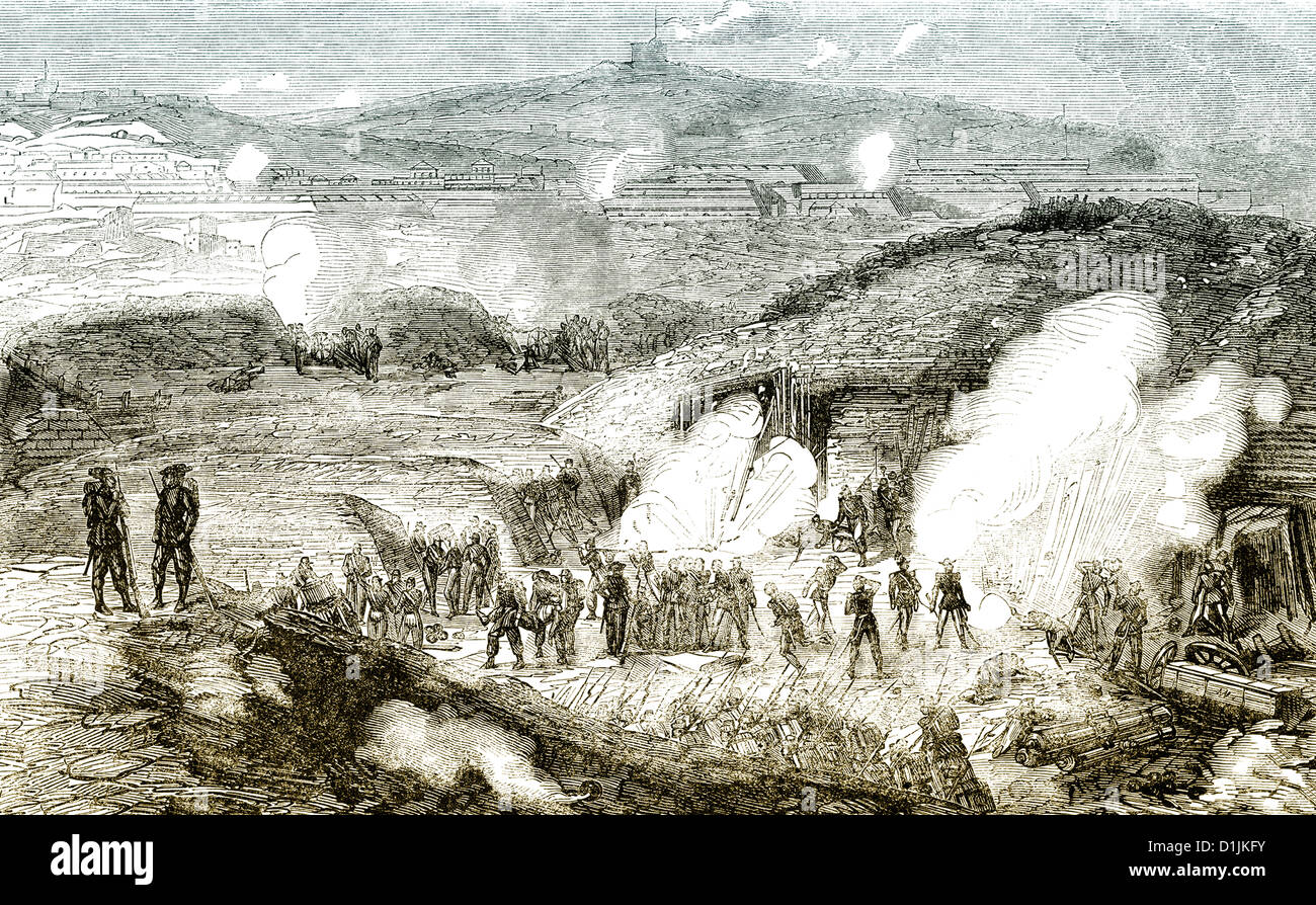 Scène de l'histoire de l'Italie, 1861, la bataille de Gaeta, Latium, Italie, Banque D'Images