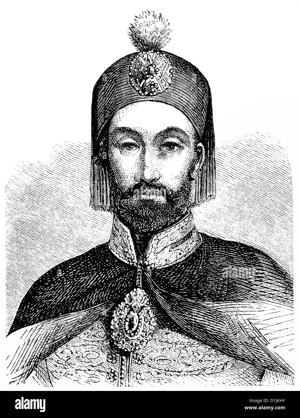 Portrait d'Abduelmecid J, Abdul Mejid I ou Abd-ul-Mejid I, 1823 - 1861, le Sultan de l'Empire Ottoman, la Turquie Banque D'Images