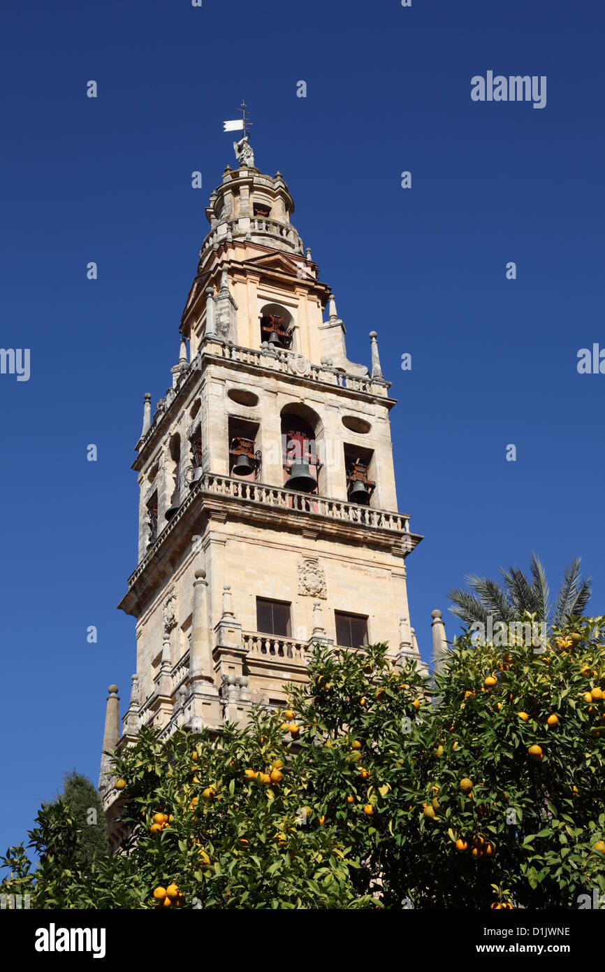 Clocher de l'Cathedral-Mosque à Cordoue, Andalousie, Espagne Banque D'Images