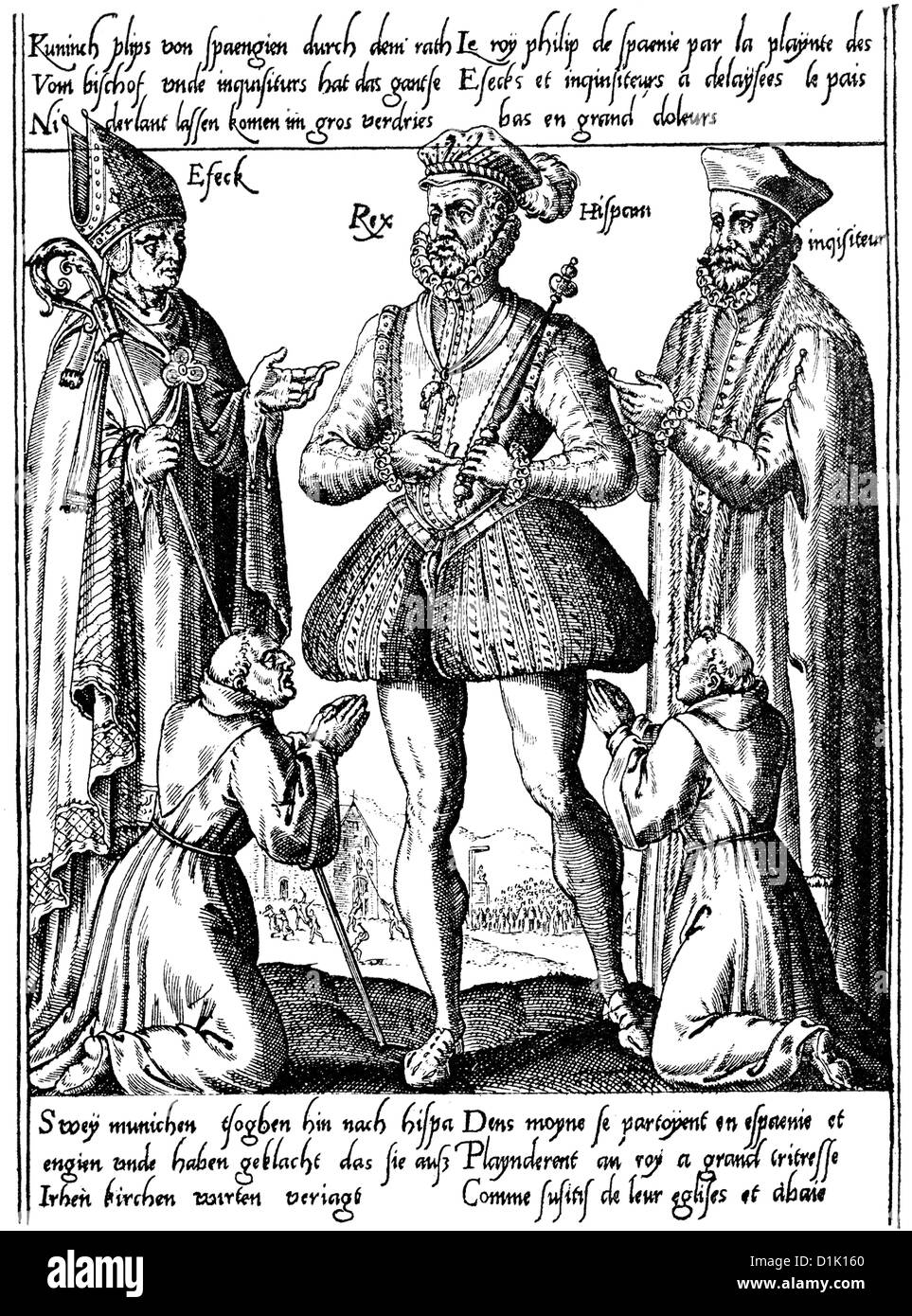 Philippe II d'Espagne, 1527 - 1598, roi d'Espagne, les Pays-Bas et le Portugal, le montrant comme un protecteur de l'Église romaine dans Banque D'Images
