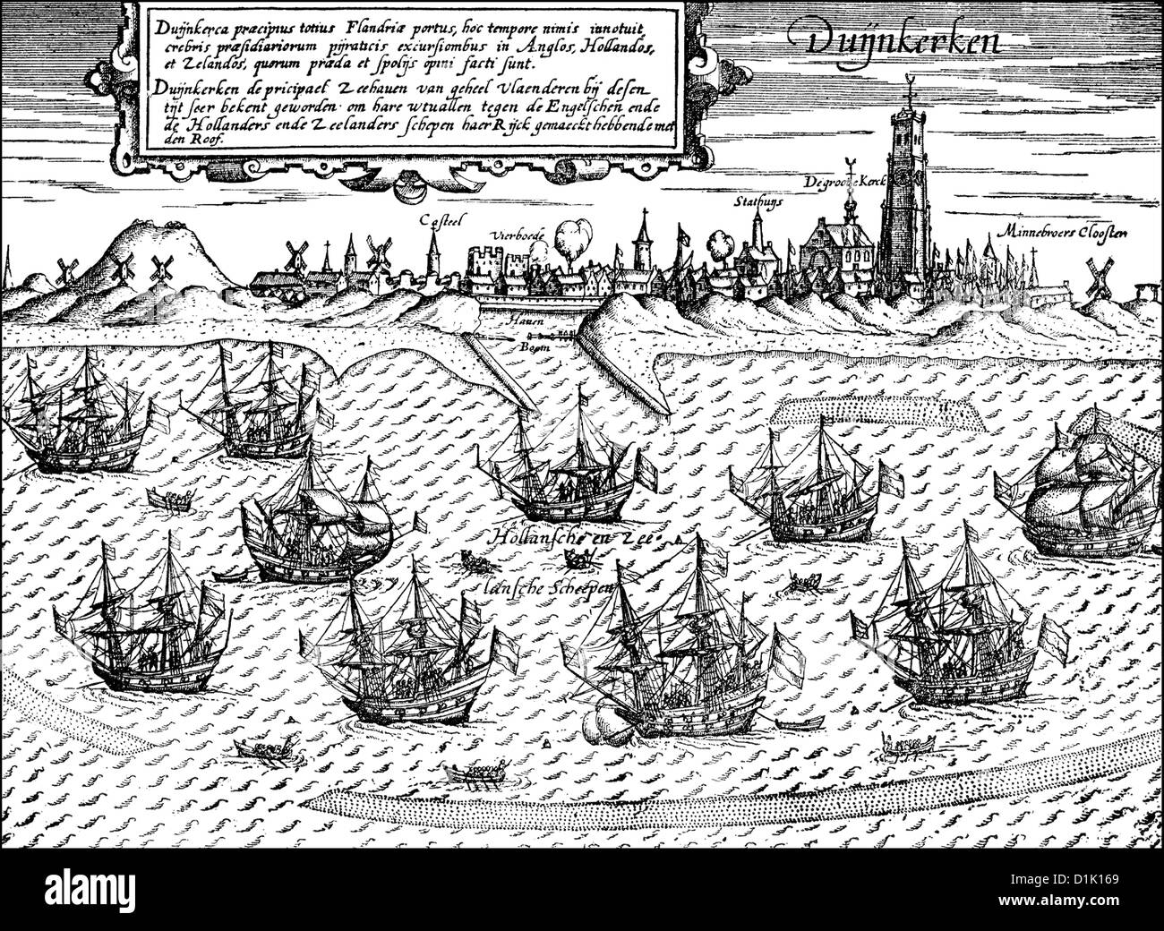 Le port de Dunkerque, Pays-Bas espagnols, aujourd'hui la France, 16e siècle Banque D'Images