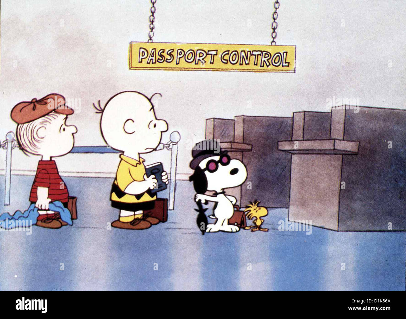 Gute Reise, Charlie Brown Bon Voyage, Charlie Brown c.L. : Linus, Charlie Brown, Snoopy, Woodstock Local Caption *** 1980 *** Banque D'Images