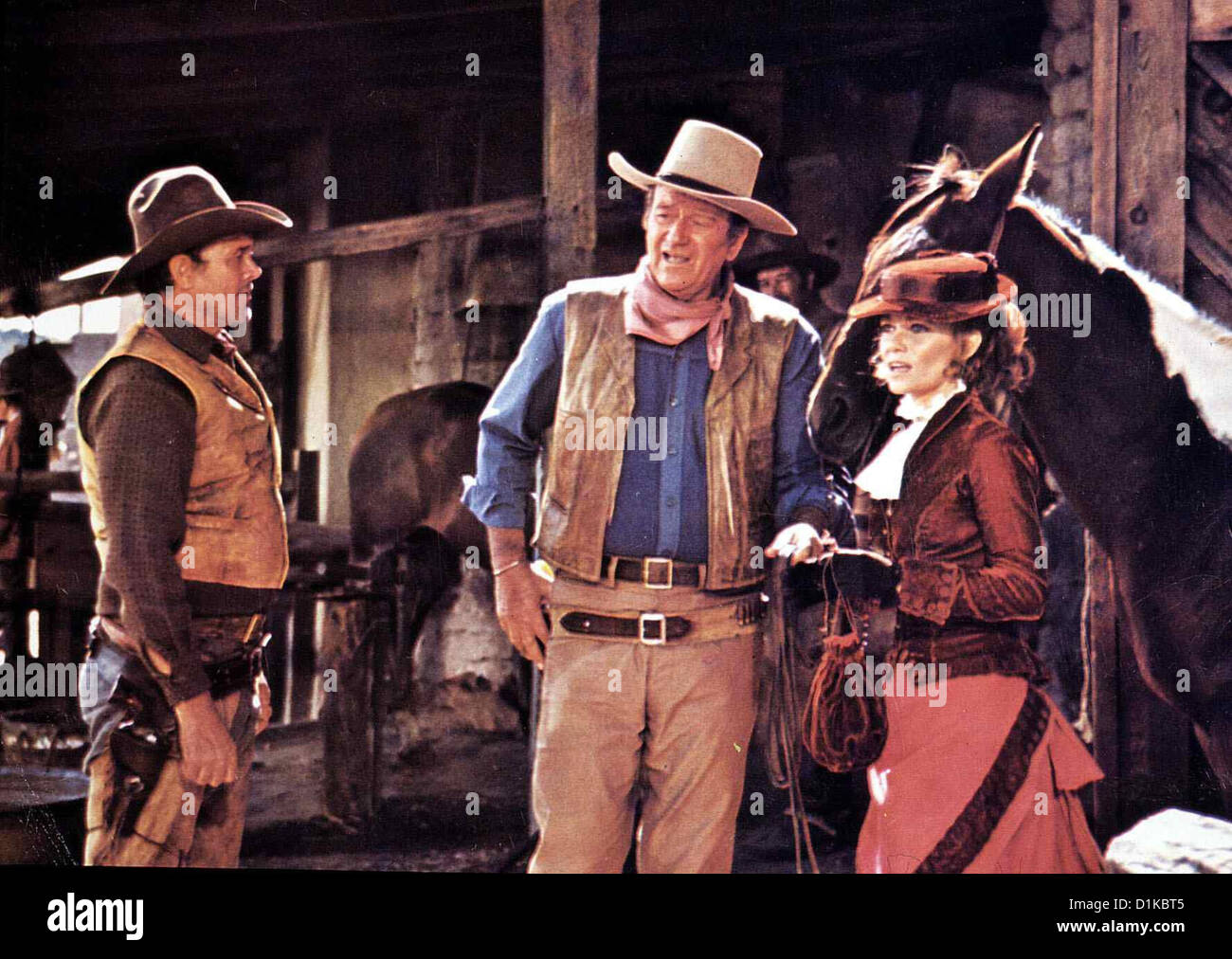 Chisum Chisum Ben Johnson, John Wayne, Pamela McMyler Poivre (Ben Johnson), Chisum (John Wayne), Sallie (Pamela McMyler) *** Banque D'Images