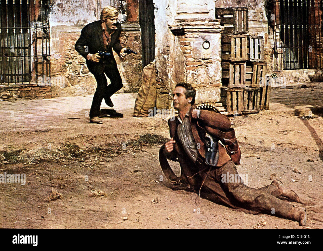 Zwei Banditen Butch Cassidy Sundance Kid Robert Redford, Paul Newman à Bolivien setzen Butch (Paul Newman) und Sundance Banque D'Images