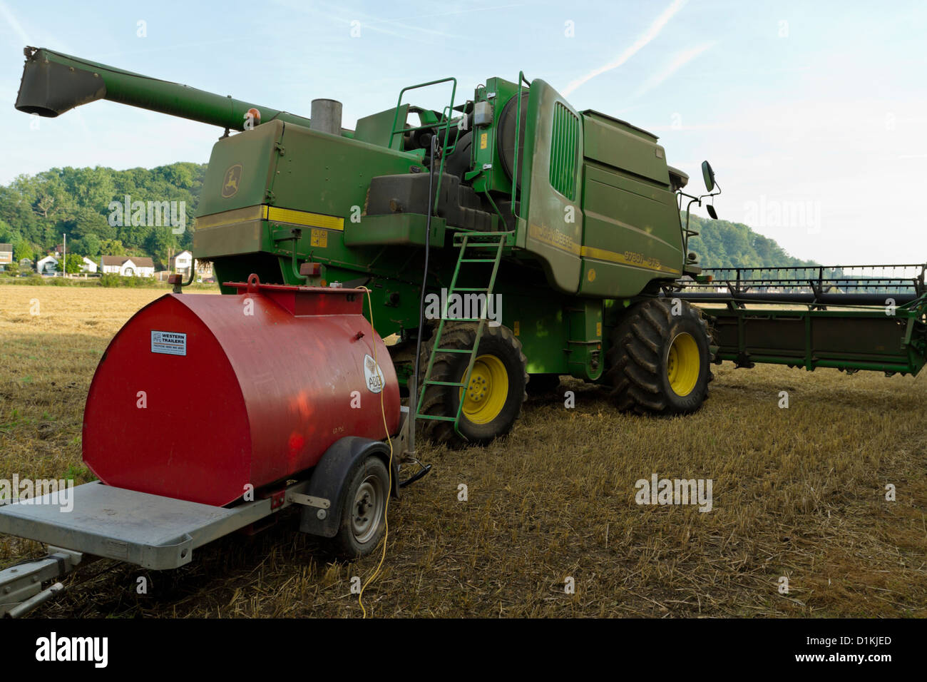 Un ravitaillement à la moissonneuse-batteuse, Lancashire, England, UK Banque D'Images