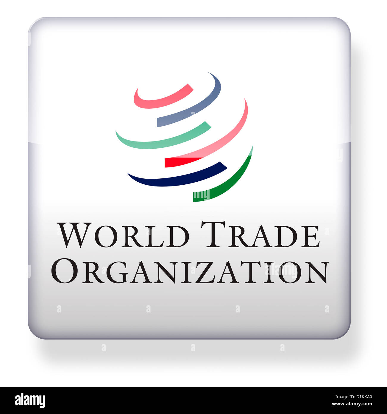 Logo de l'Organisation mondiale du commerce comme une icône de l'application Banque D'Images