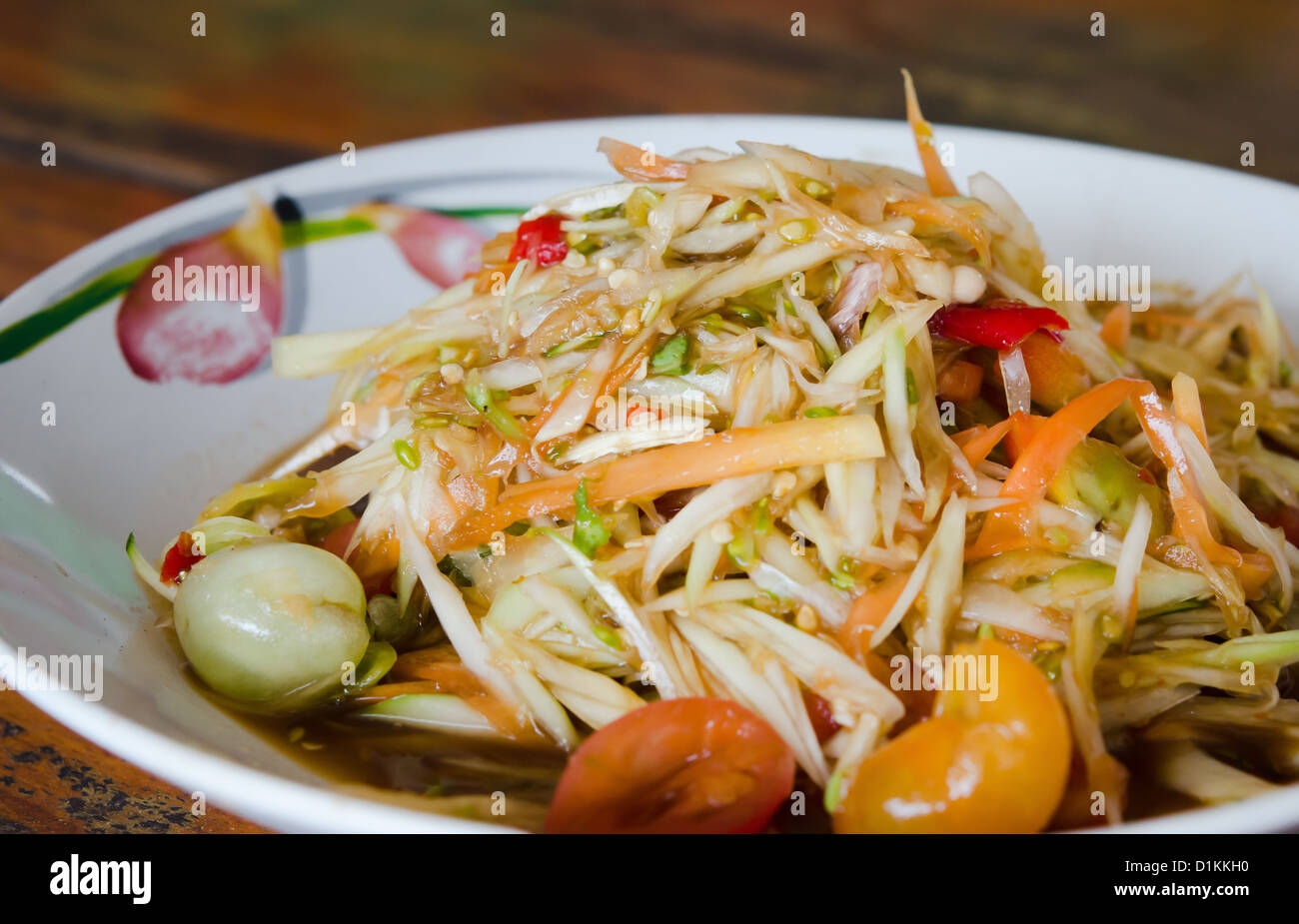 La nourriture épicée thaïlandaise favorite salade de papaye . Banque D'Images