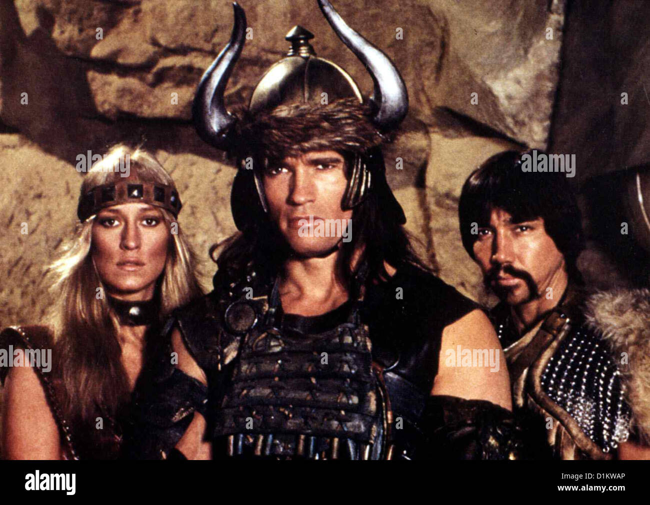 Conan Conan le Barbare - Der Barbar Sandahl Bergman, Arnold Schwarzenegger, ? Nachdem Conan (Arnold Schwarzenegger), spuert Banque D'Images