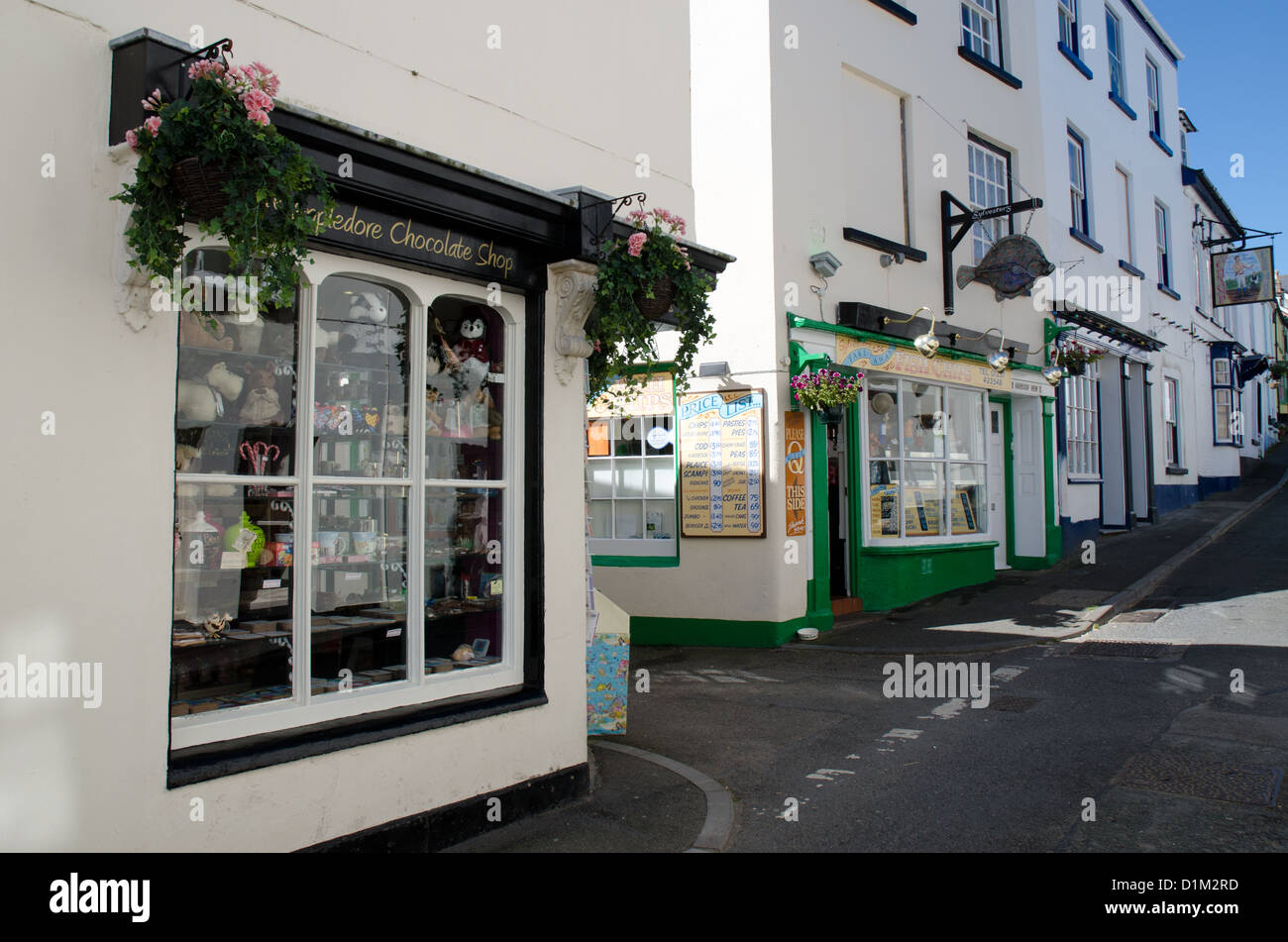 Ruelle avec boutiques dans Appledore Devon UK Banque D'Images