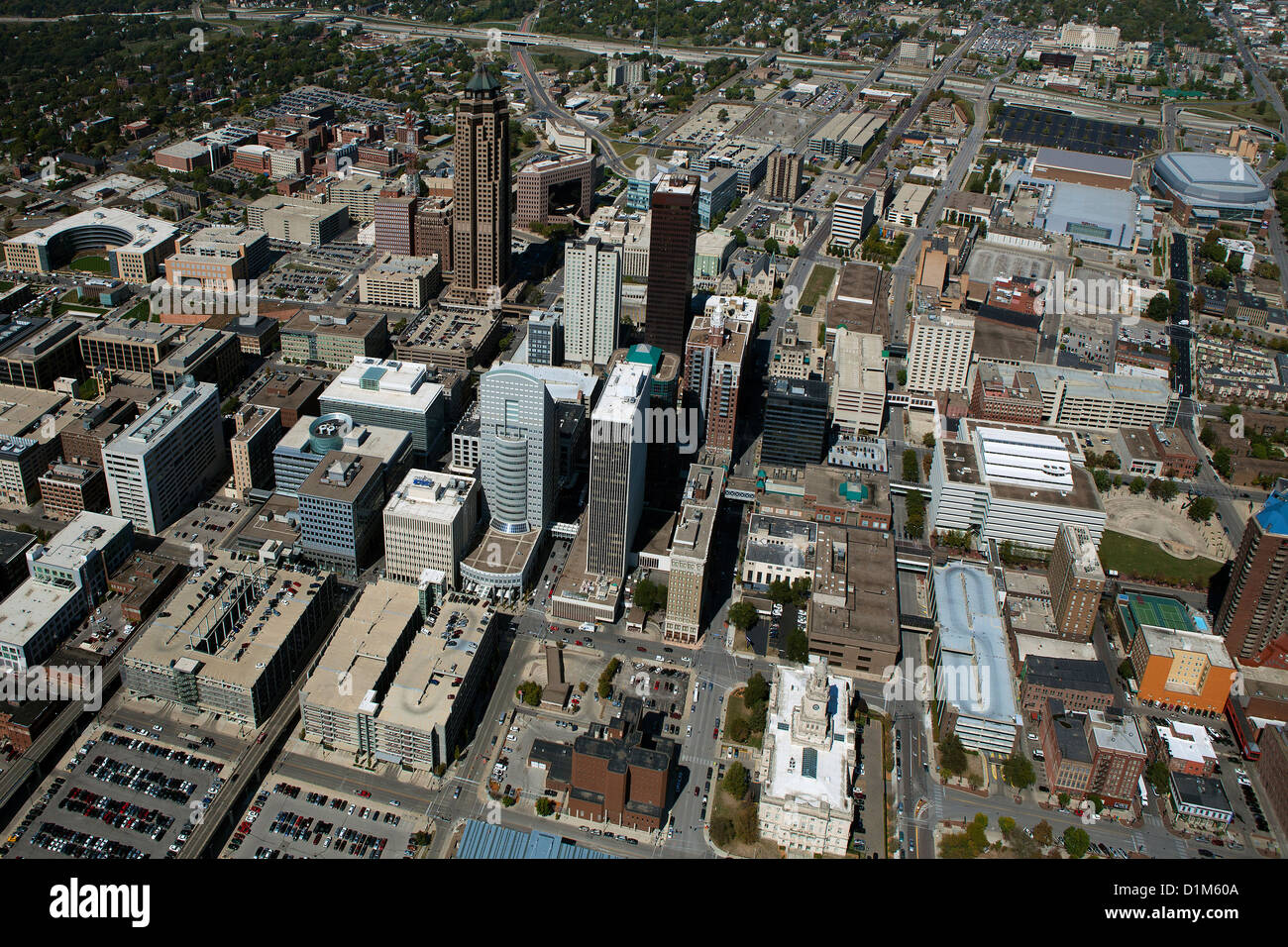 Photographie aérienne Des Moines, Iowa Banque D'Images