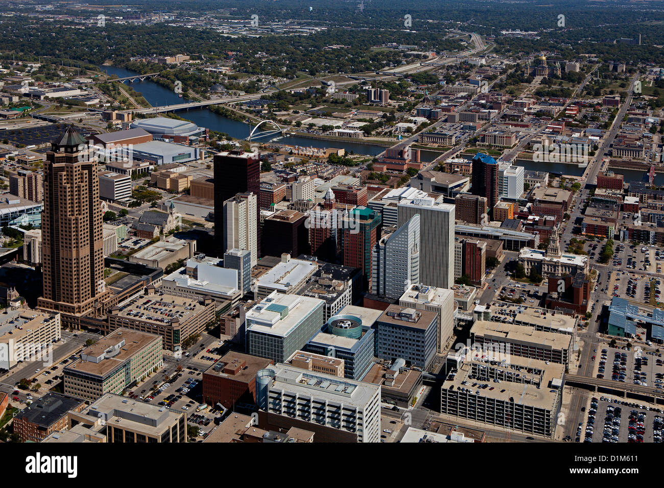 Photographie aérienne Des Moines, Iowa Banque D'Images