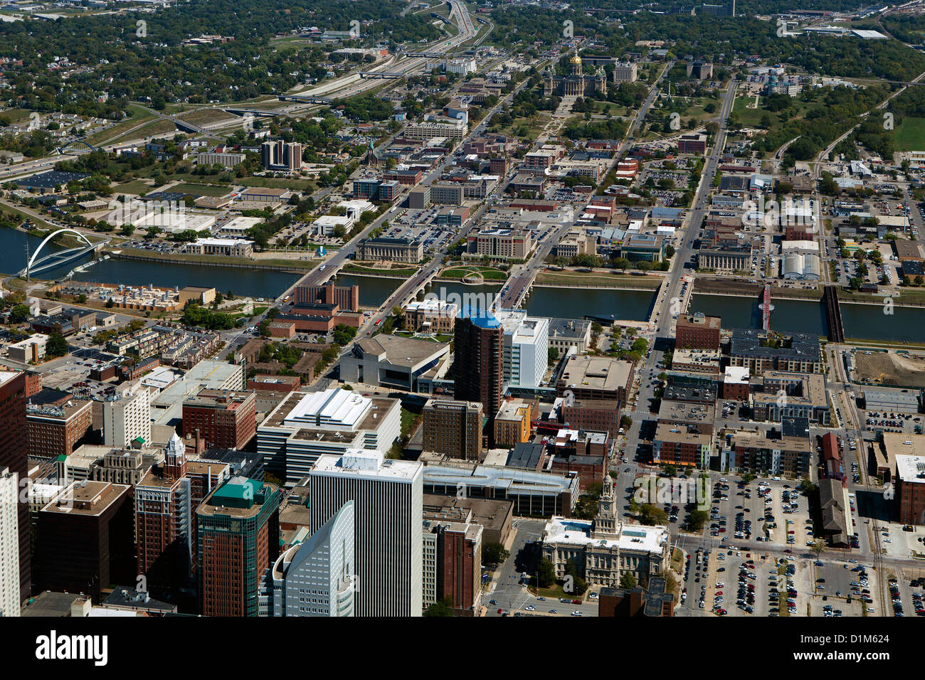 Photographie aérienne Des Moines, Iowa Banque D'Images