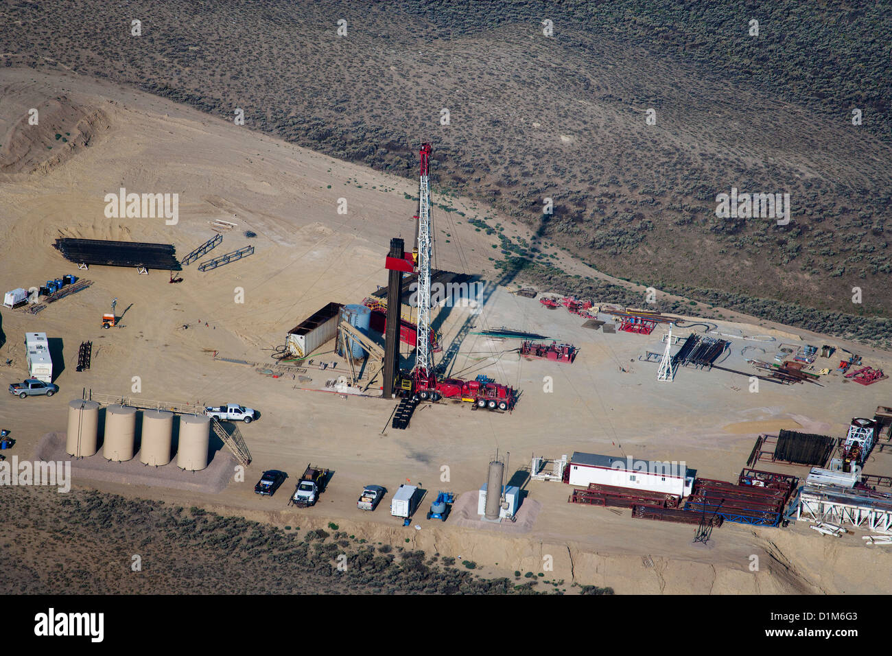 Photographie aérienne de forage de gaz naturel le sud du Wyoming Banque D'Images