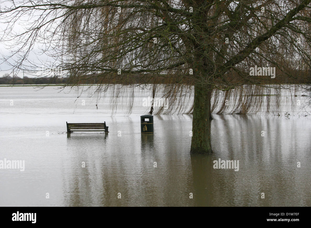 Parc inondés dans HUNTINDON CAMBS APRÈS LA RIVIÈRE GREAT OUSE BURST IL BANQUES. Banque D'Images