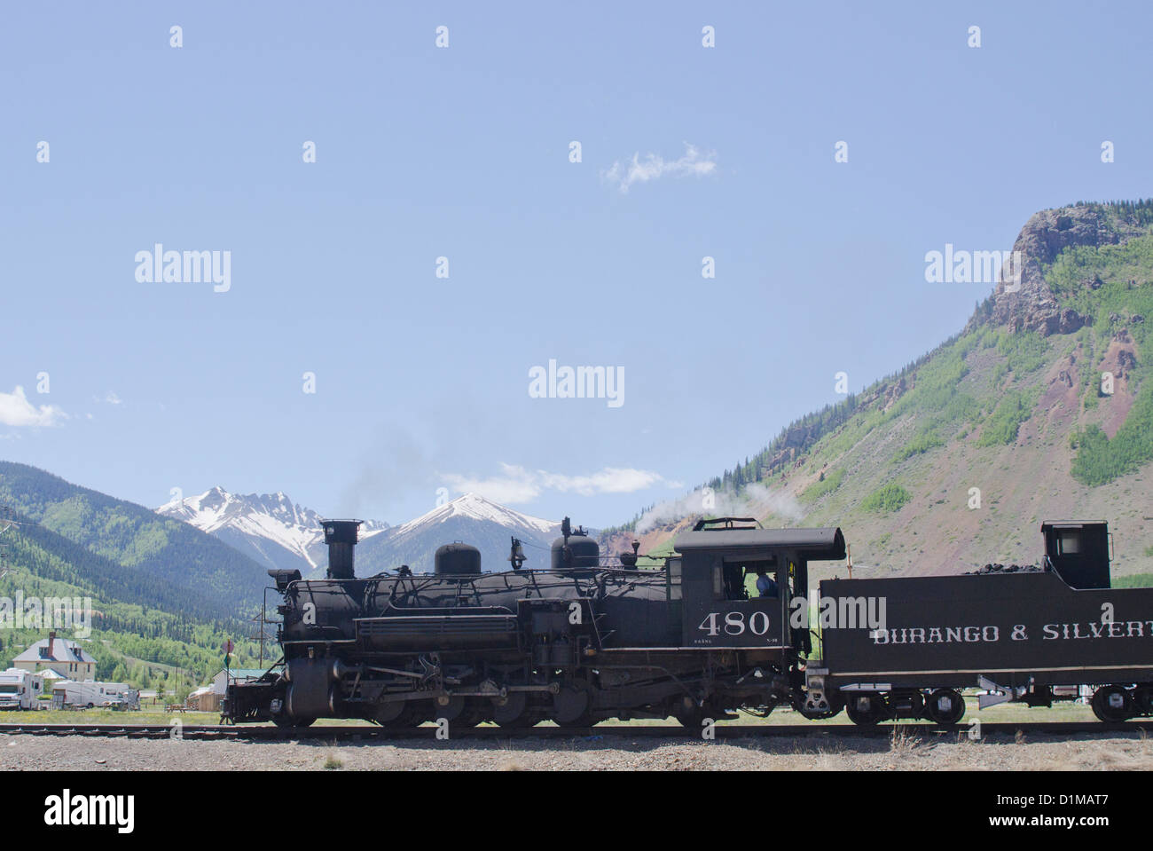 Durango Silverton Narrow gage d'été tous les jours de chemin de fer à vapeur passe à travers les canyons des montagnes du Colorado Banque D'Images