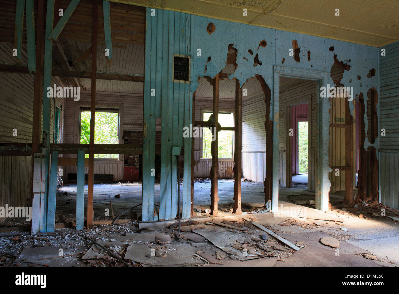Dans l'industrie minière abandonnée Accueil ville fantôme de Tahawus Banque D'Images