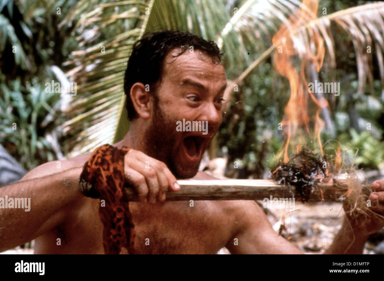 Verschollen Rejeter Tom Hanks Chuck Noland (Tom Hanks) *** légende locale *** UIP 2000 Banque D'Images