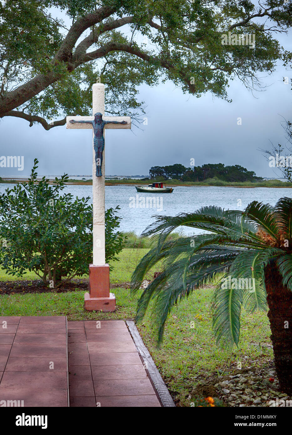 MIssion de Nombre de Dios St Augustine en Floride. Croix de Jésus Banque D'Images