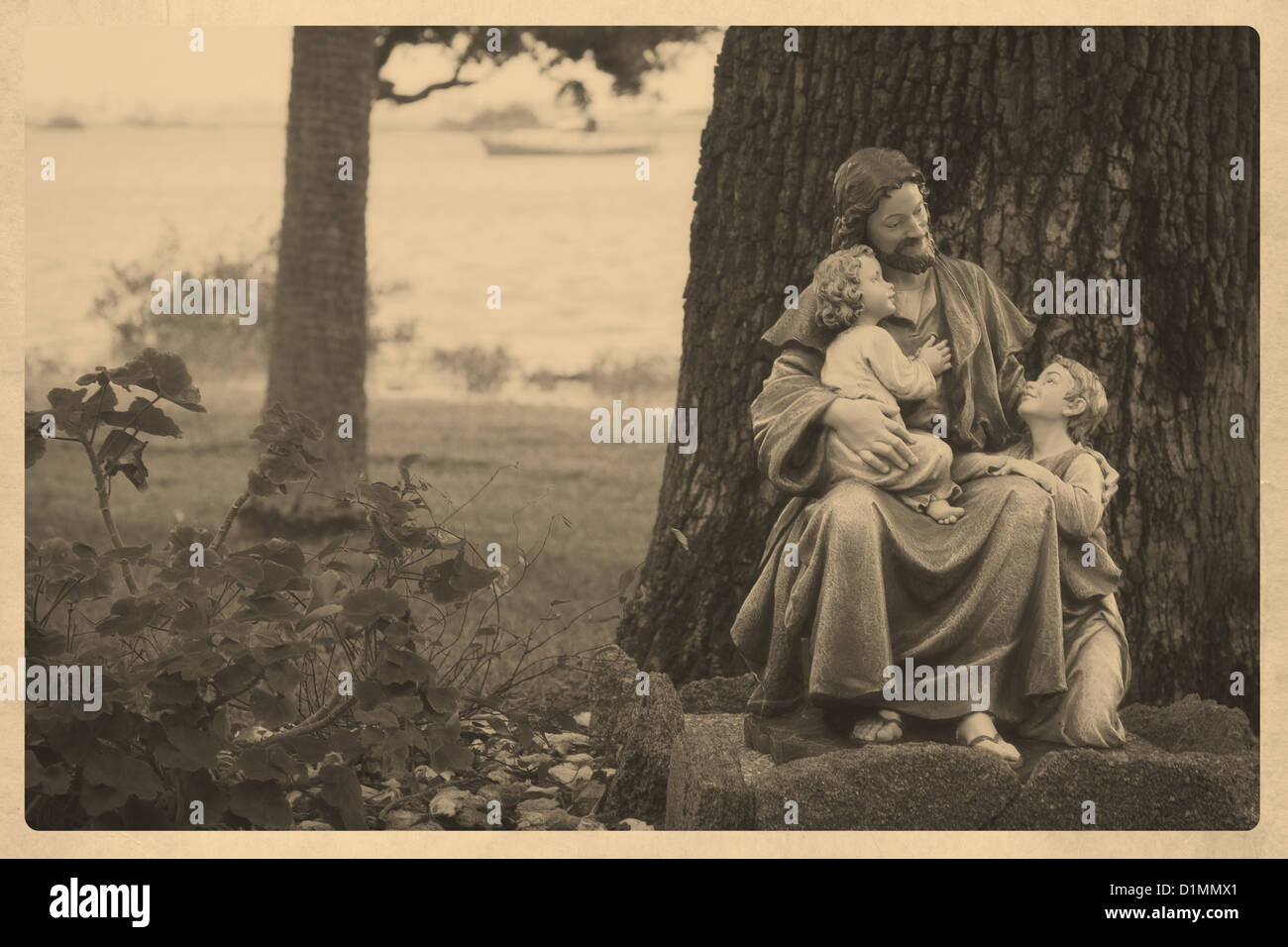 Statue dans la Mission de Nombre de Dios, cimetière St Augustine en Floride Banque D'Images