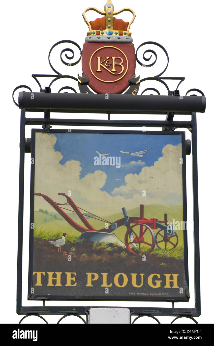 Le Plough Public House Sign Leigh Surrey England Banque D'Images