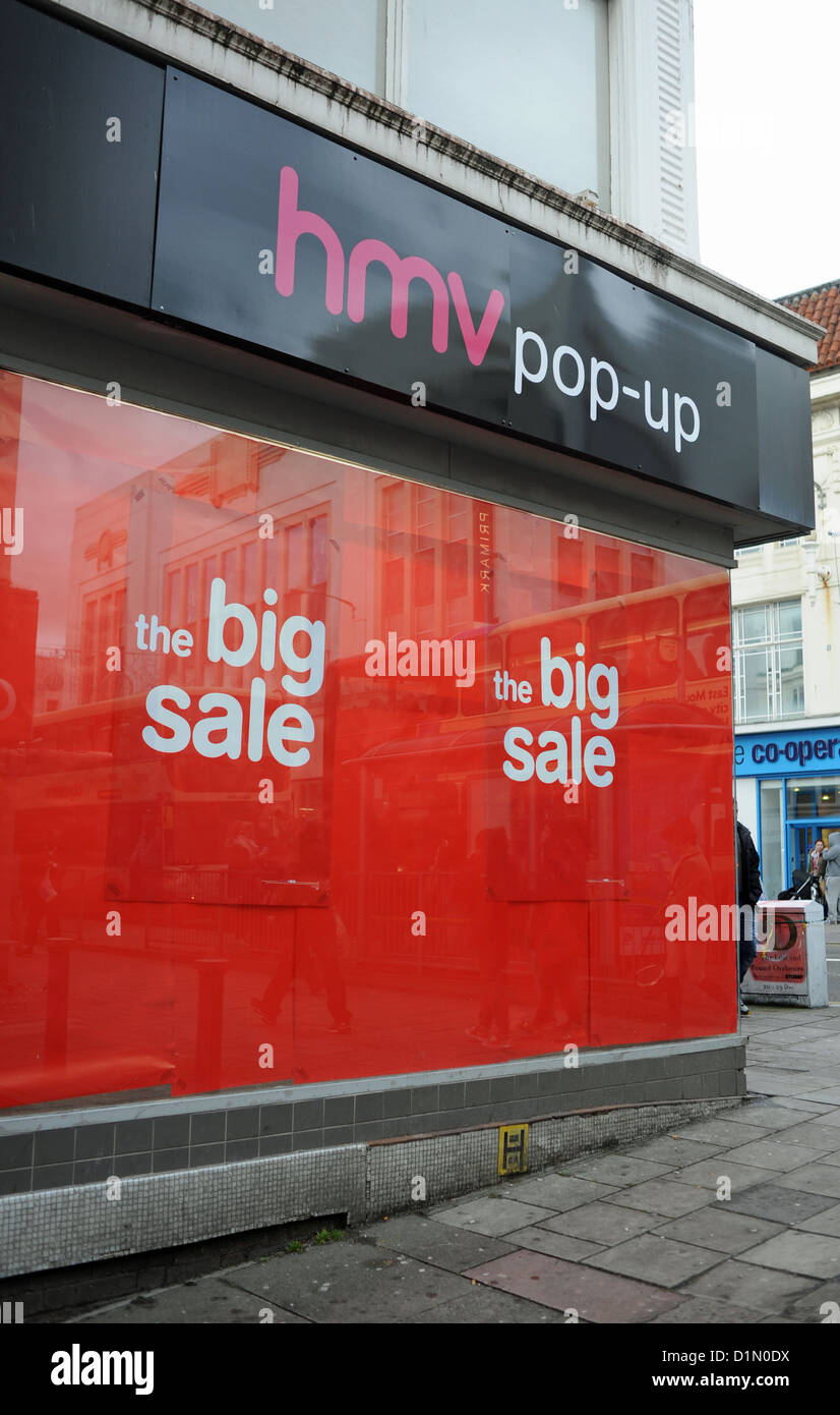 Boutique HMV Pop-Up dans le centre de Brighton Royaume-Uni 2012 Banque D'Images