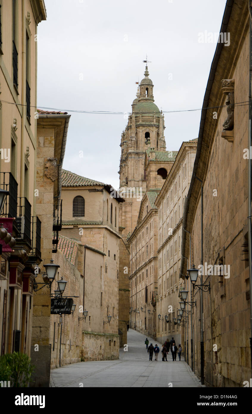 Salamanque, Street View de centre historique de Salamanque par jour nuageux. Castille et León, Espagne. Banque D'Images