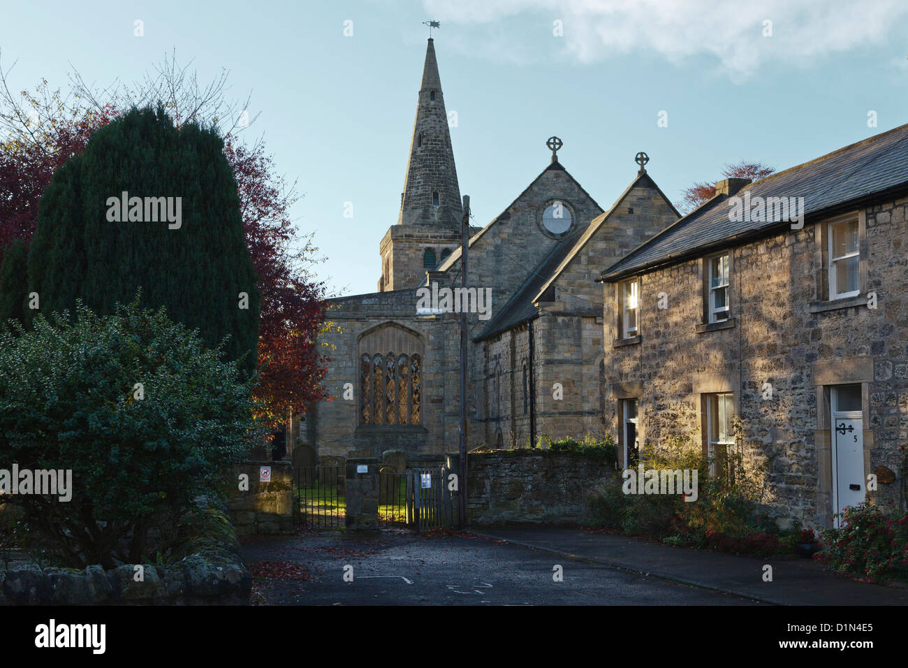 Église de St Laurent de St Lawrence Terrasse, Warkworth, Northumberland, England Banque D'Images