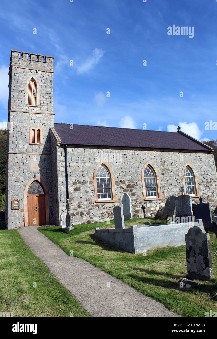 L'île de Rathlin, église, l'église St Thomas de l'Irlande, dans le comté d'Antrim, en Irlande du Nord Banque D'Images