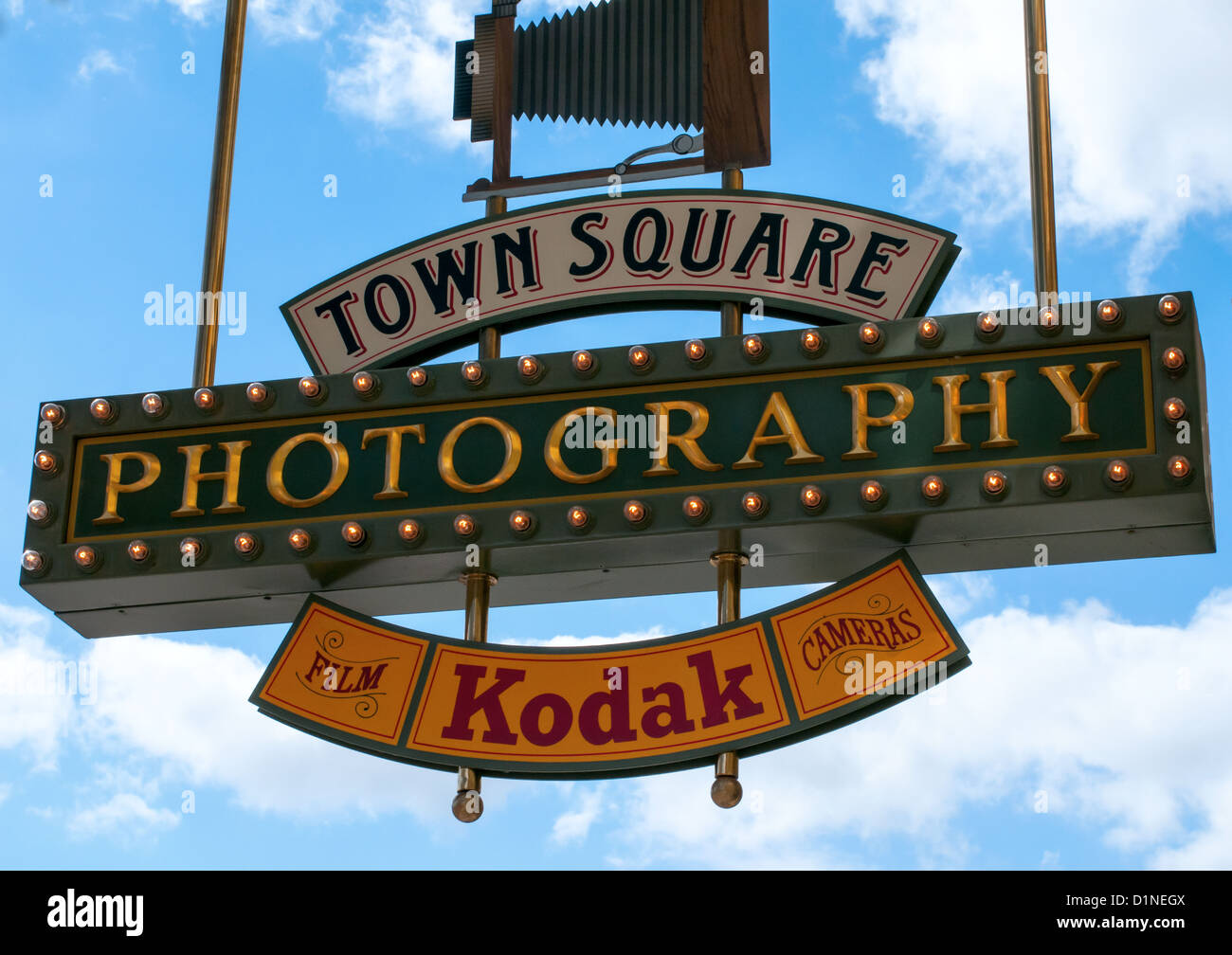 Parc Disneyland Paris France - Town Square Photography film Kodak et caméras Banque D'Images