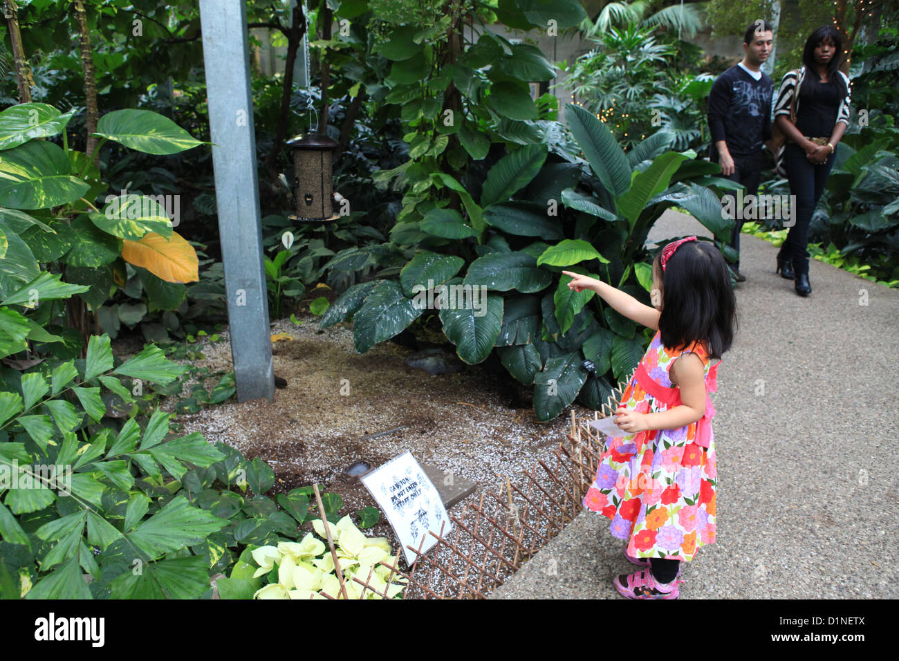 Les enfants à Cambridge Butterfly Conservatory, Ontario, Canada Banque D'Images