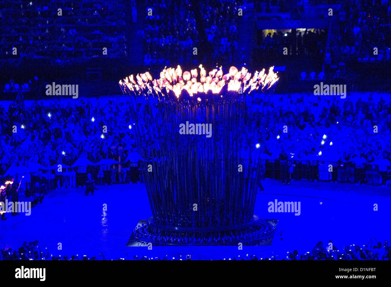 La flamme olympique à la cérémonie d'ouverture, Jeux Olympiques Londres 2012 Banque D'Images