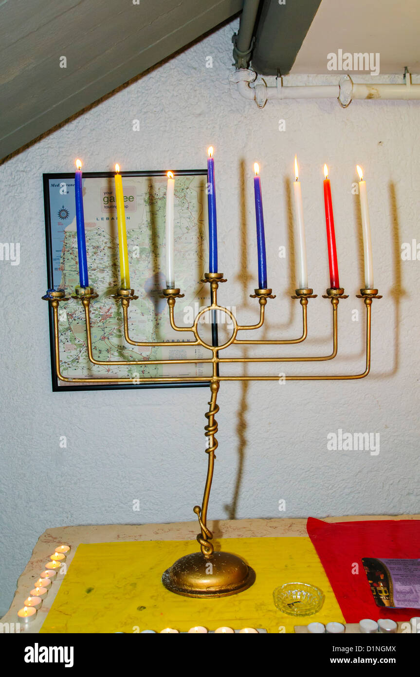 Hannukah Menorah avec burning candles Banque D'Images