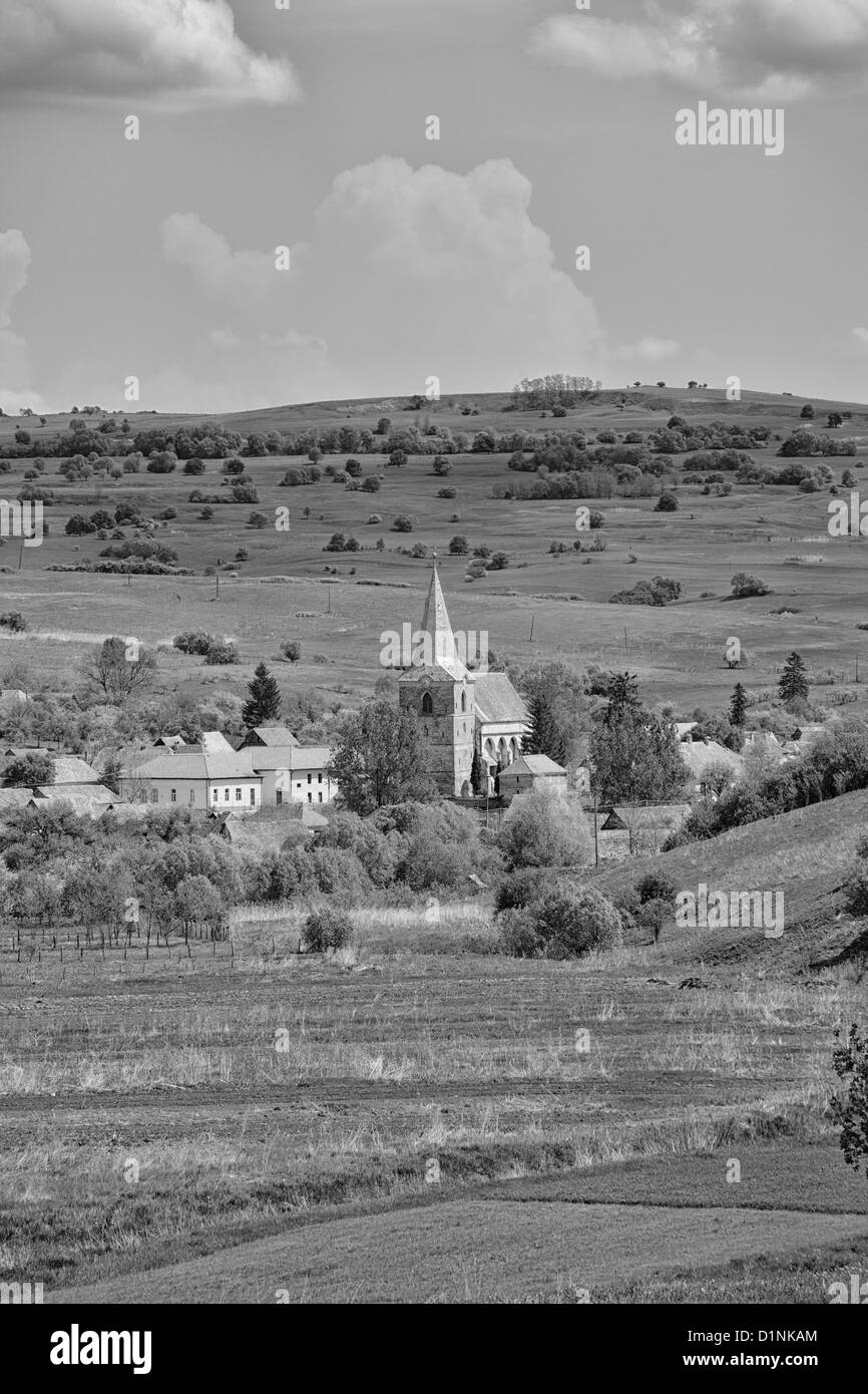 Paysage dans la campagne de Transylvanie dans le village de Monte, la Roumanie. Banque D'Images