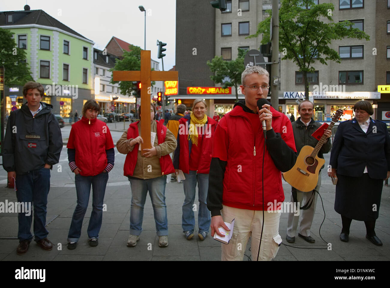 Hambourg, Allemagne, l'Armée du Salut dans une campagne de publicité dans le quartier rouge Banque D'Images