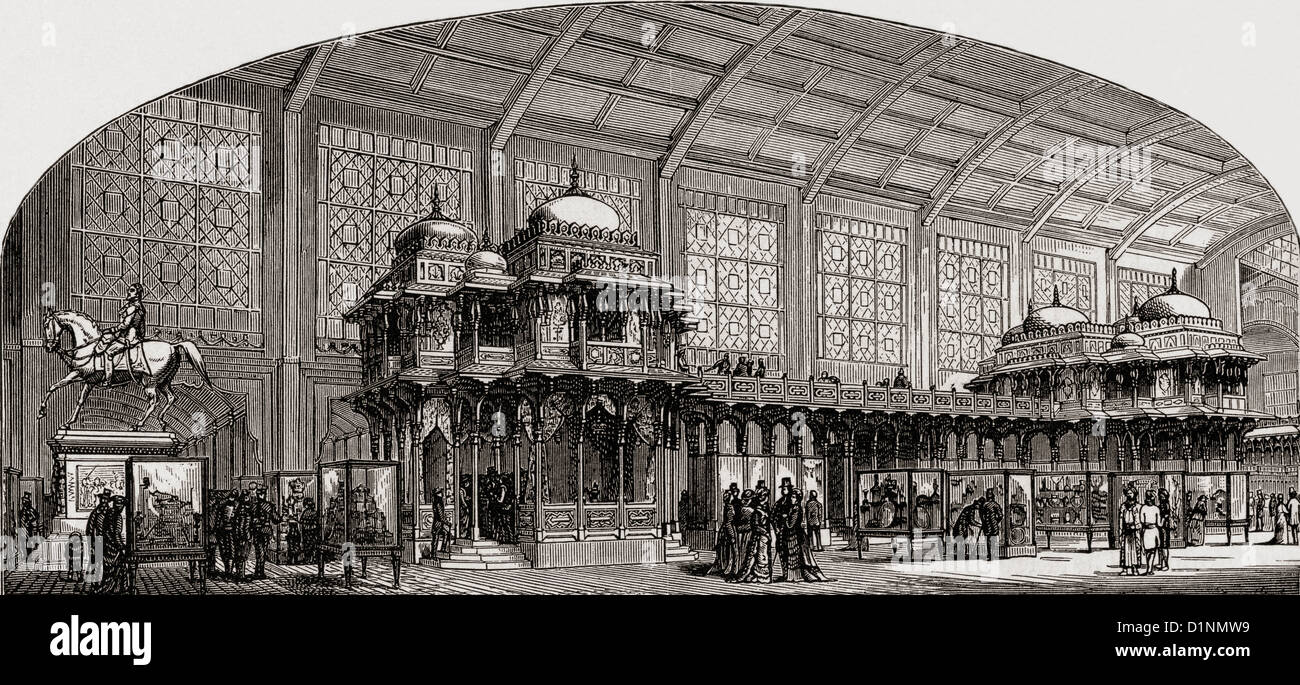 Le Pavillon Indien, installé dans les bâtiments du Champ de Mars, Paris, France au cours de l'Exposition Universelle de Paris de 1878. Banque D'Images
