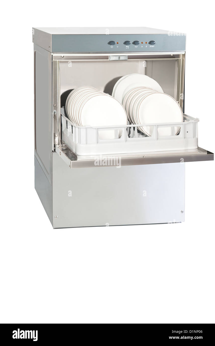 Lave-vaisselle avec des assiettes Banque D'Images