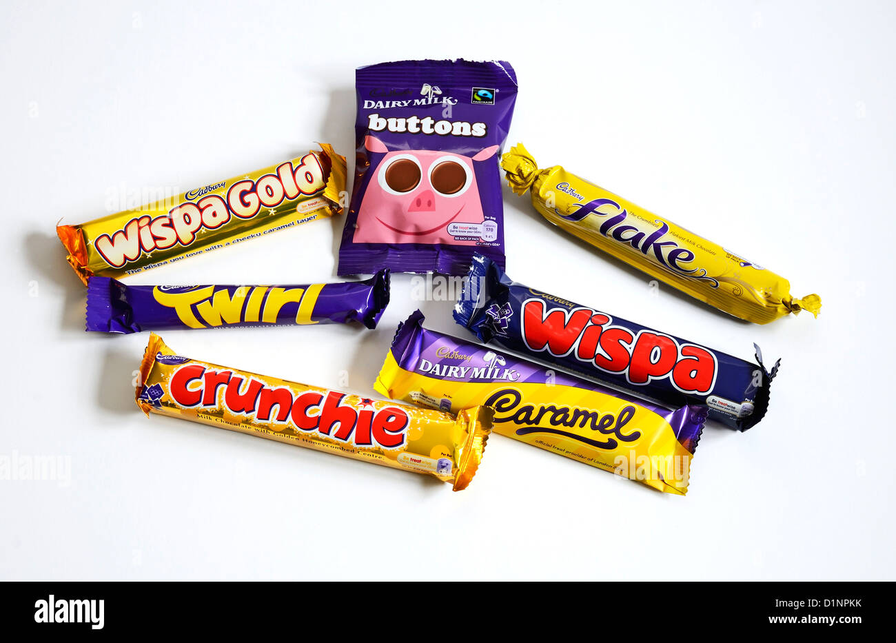 Un assortiment de barres de chocolat Cadbury Banque D'Images