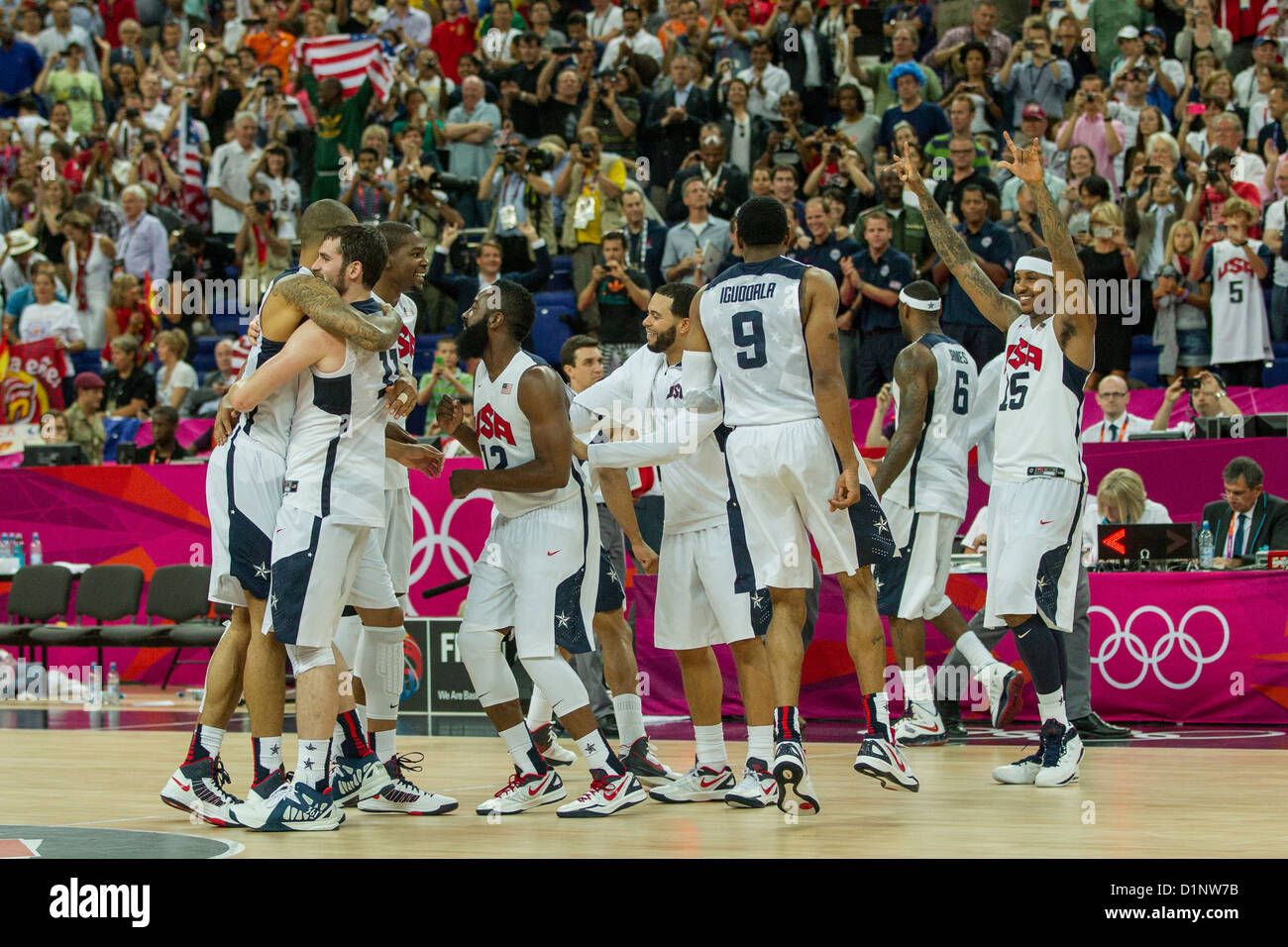 USA bat l'Espagne dans la Médaille d'or jeu de basket-ball aux Jeux Olympiques d'été, Londres 2012 Banque D'Images