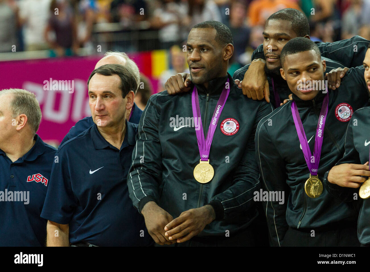 USA remporte la médaille d'or sur l'Espagne dans le basketball masculin aux Jeux Olympiques d'été, Londres 2012 Banque D'Images