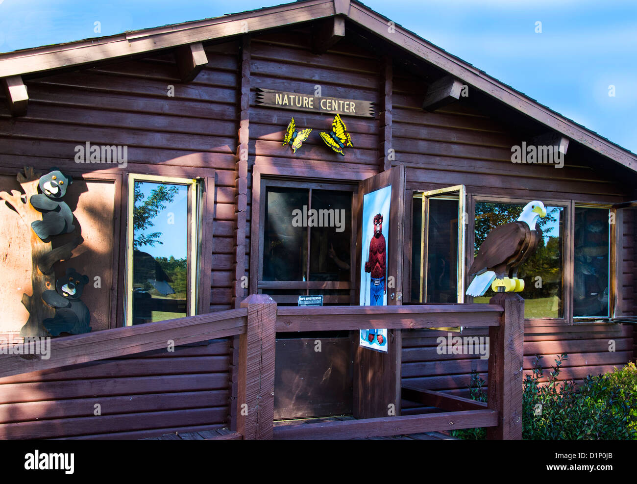 Le Centre de la Nature au Camp 5 Camp de bûcherons dans la région de Laona, Wisconsin Banque D'Images