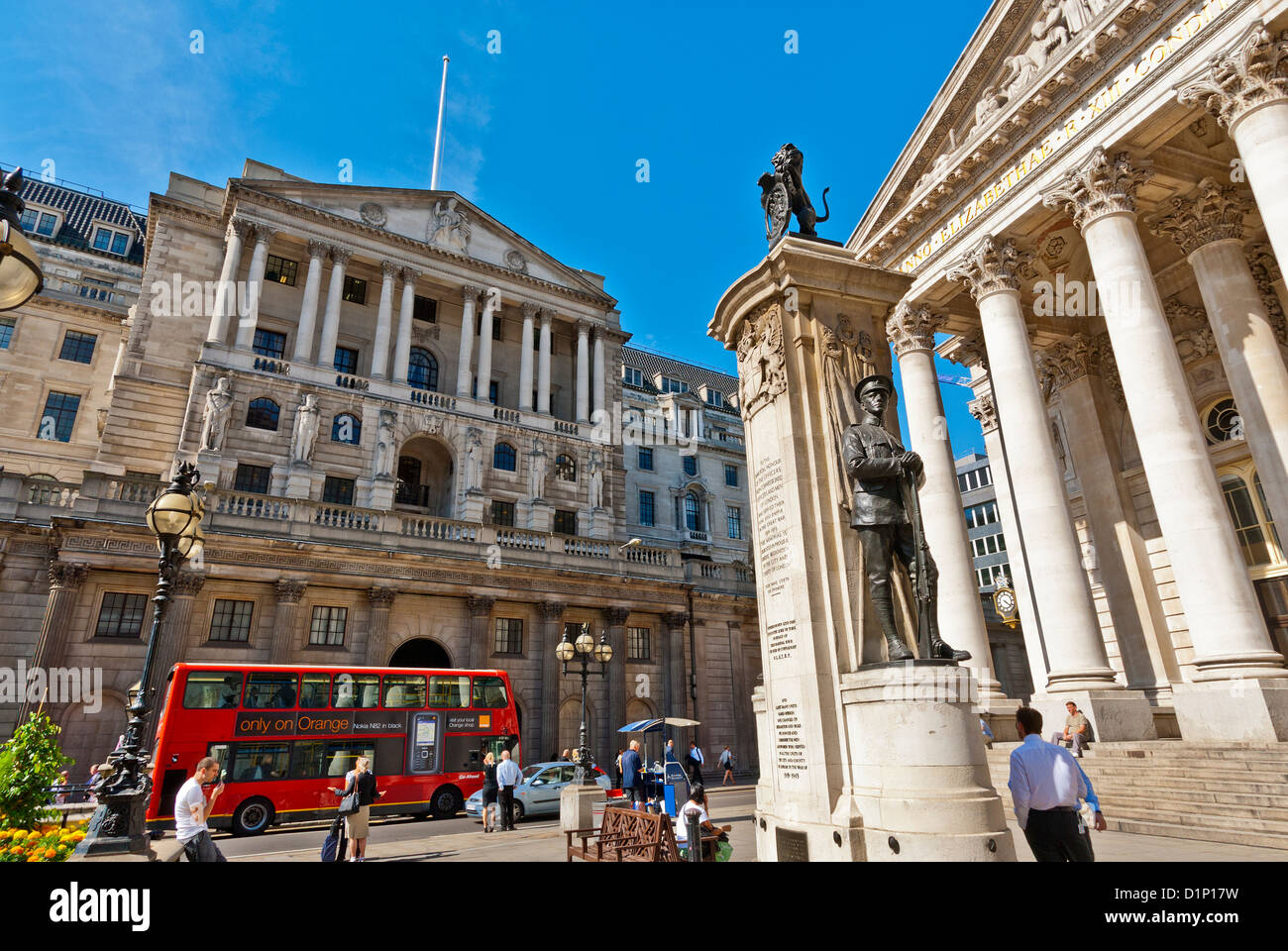 La Banque d'Angleterre et le Royal Exchange, Londres Banque D'Images